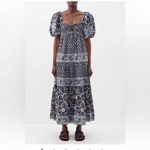 NWOT SeaNY blue smocked midi/maxi dress M